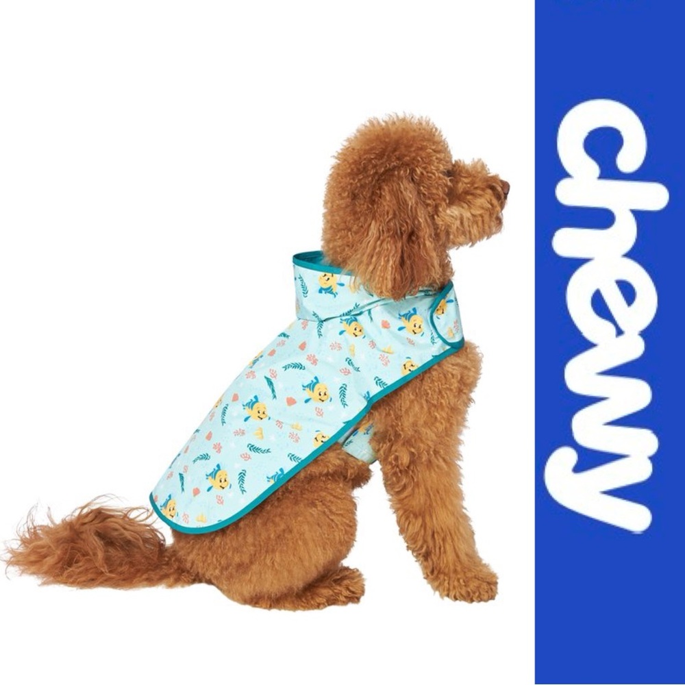 Disney X Chewy | Lightweight Flounder Print Dog & Cat Raincoat | Size Large